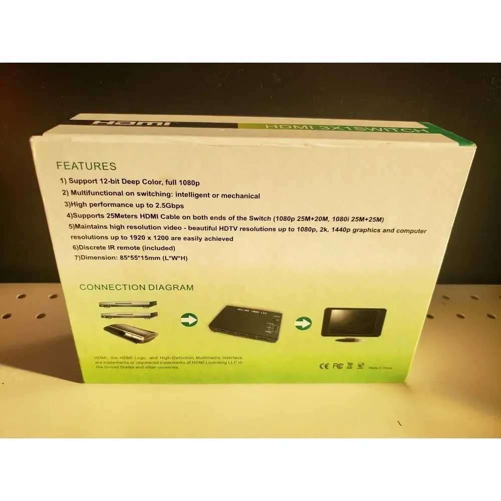 NEW HDMI 3x1 switch w/ remote control CV0301 ultra slim
